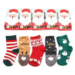 새실캐롤 5켤레 국산 아동 크리스마스 선물 산타 양말 세트 유아 아기 어린이집 남아 여아 초등 학생 주니어
