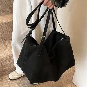 파인 스웨이드 빅 숄더백 더블스트랩 여성 보부상 가방 보스턴백