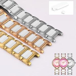 Guc GC Frey 추측 Dior MK용 고급 스틸 세라믹 시계 밴드, 남성용 여성용 블랙 화이트 스트랩 체인, 14*8mm