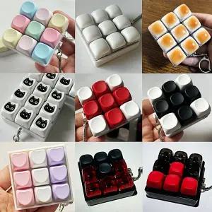 미니 led 고양이 키보드 딸깍이 키캡 키링 피젯 토이