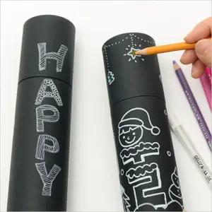 무지 검정 원통 종이필통 뚜껑형 DIY 꾸미기 미술수업 5개 행사 취미 지능개발