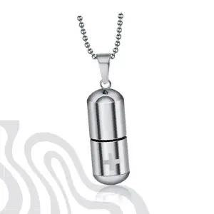 스테인리스 캡슐 목걸이 십자가 패턴 알약케이스 향수 보관함 펜던트 체인 액세서리 남녀공용