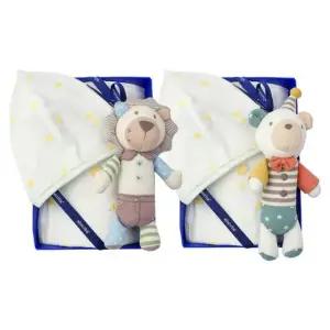 [갤러리아] (압소바출산,태교,배냇저고리세트)모니뱀부배냇슈트+사자,곰돌딸랑이(A1A-10118SET)