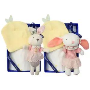 [갤러리아] (압소바출산,백일,내의세트)모니뱀부바디슈트+토끼딸랑이세트(A11-10622SET)