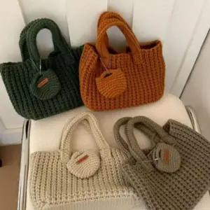 [하프클럽/]토트백 여성 니트 가방 뜨개 손 미니