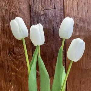 튤립 조화 꽃다발 4송이 인조꽃 인테리어 소품
