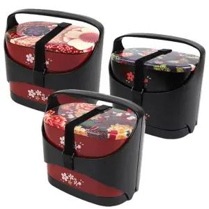 하코야 기모노 3단 손잡이 찬합 / 일제 도시락