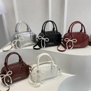 CCB4111여성 리본 장식 미니 보스턴백 데일리 키링