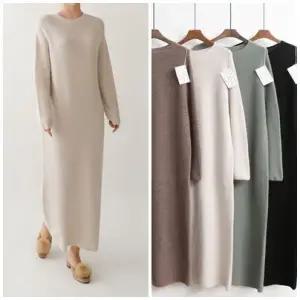 여성 홀가먼트 캐시미어 울 비체 라운드 니트 롱원피스