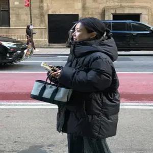 첼시 스트링 하프 후드 패딩 (one color) 후드탈부착가능!