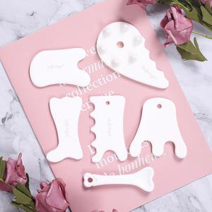 도자기 세라믹 괄사 이중턱 없애기 사각턱 마사지 얼굴 경락 기구 두피 셀룰라이트