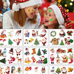 KC크리스마스 어린이 타투 스티커 헤나 문신 판박이 야광 마스크꾸미기 성탄절 어린이집 학교 단체행사 할로윈 파티