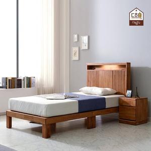 [다하미가구]밀리안 고무나무 원목 LED 평상형 침대 프레임 SS Q