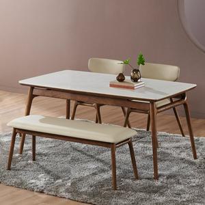 [스코나] 보르토 세라믹 애쉬원목 4인 식탁세트(벤치형)