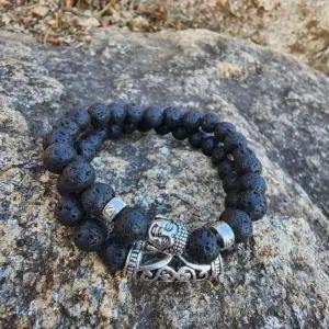 [하프클럽/셀러허브_여성트랜드패션]ONM 남자 화산석 천연원석 팔찌 부처님