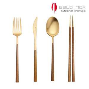 원목소재 마호가니골드 양식 4종 커트러리 어린이수저세트 명품수저세트 숟가락젓가락세트