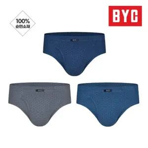 BYC 남성 3매입 순면 삼각팬티 맥시형 유소변구 MCF2219