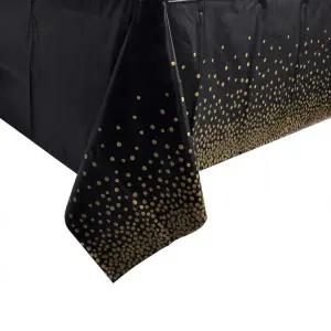 생일 파티 데코 테이블보 1p 식탁보 블랙 기념일 장식 소품 연출 황금 도트