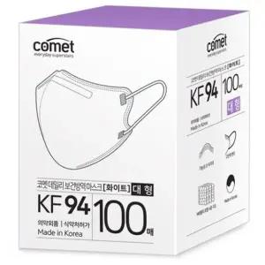 코멧 KF94 보건마스크 새부리형 2단접이 대형 100매 화이트 블랙 보건방역 데일리