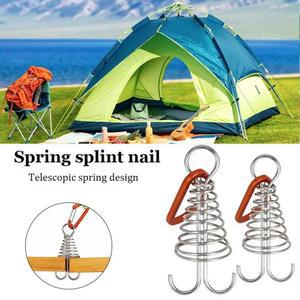 천막끈 6pcs 야외 캠핑 문어 로프 버클 데크 네일 스테인레스 스틸 고정 텐트 나무 후크 바람