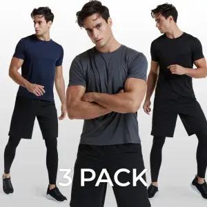 애슬리오 남성 쿨링 짐웨어 크로스핏 반팔 티셔츠 3팩