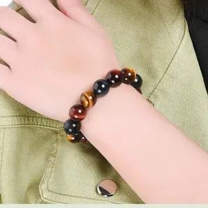 삼색 호안석팔찌 불교 행운 원석 소원 염주 팔찌 천원/호안석/원석팔찌/화산석/묵주/흑요석/커플/천연/돈복