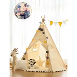 미니 인디언 텐트 작은 아이방 키즈 카페 삼각 집 텐트 - 옐로우