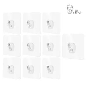 무타공 접착걸이 투명매직후크 첩착고리 접착 고리 후크 벽옷걸이 접착식 벽걸이 멀티클립 10p