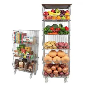 [러블리썬] 다용도 철제 수납 트롤리 주방 욕실 거실 선반 정리함 바퀴형 분리형 바구니 선반