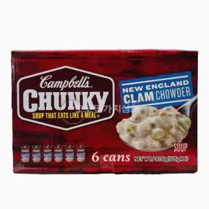캠밸 청키 뉴잉글랜드 클램 차우더 스프 캔 505g 6캔 대용량 크림 조개 감자 코스트코