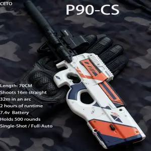 화약총 전동건 비비탄가스건 남성용 선물 P90 전술 젤 블라스터 풀 오토 대형 장거리 야외 총 장난감