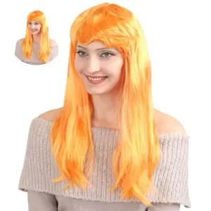 (제스트)긴생머리 - 가발 오렌지 남성 파티 가발 변장 성인