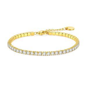 웰라이크 골드 테니스 팔찌 여성용 18k 도금 비타니시 5A 큐빅 지르코니아 다이아몬드 크리스탈 조절 가능한 매력 뱅글스 다인한 웨딩 프롬 트렌디한 스테인리스 스틸 주얼리