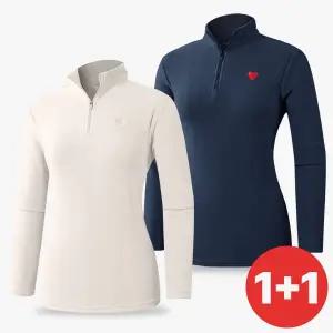 [이지바이]1+1 이지바이 프리티웜 여성 데일리 기모 플리스 긴팔 집업 티셔츠(W6OPWT06)