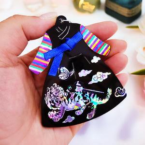 자개공예 나전칠기 DIY 전통 색동자개 스티커 여자 한복 키링 만들기 키트 / 외국인선물 한국기념품