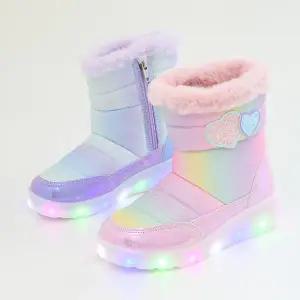[보리보리/레비스풋]바니 슈가하트 불 여자 주니어 겨울 털안감 여아 LED 겨울부츠