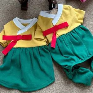 코코아허니 818F4 비비드 한복 그린옐로우/세배/설날/추석/촬영/명절/강아지/강아지용/애완견옷/댕댕이옷