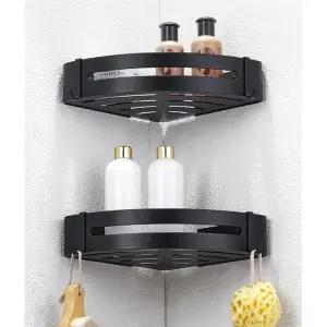 원룸 좁은 샤워실 벽틈 타공 알미늄 삼각수납장 코너선반 블랙 욕실정리 틈새트레이