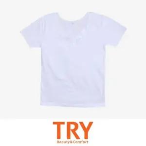 (트라이)면100 넥라인 레이스 여성 반팔 런닝 zmF4+8mvG