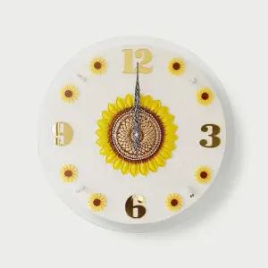 대형벽시계 복이와요 해바라기 화이트 거실 무소음 벽시계