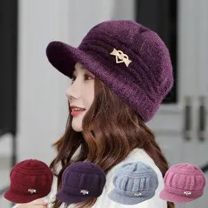 메종 패션 방한모자 겨울 브로치 털모자 프랑스 감성 방한모 엄마 중년 여성