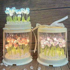 APC 수제 공예 장식 튤립 무드등 DIY 램프  꽃 바다 케이크 상자 침실 수면 테이블 생일 선물