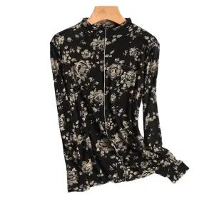 여성 라인댄스복 상의 플라워 러플 긴팔 사진 연습복