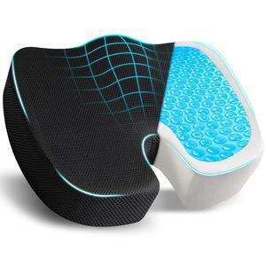 EcoNour 젤 시트 쿠션 - 좌골 신경통 및 꼬리뼈 를 위한 사무실 의자 미골 메모리 폼 책상 지지대 자동차 장시간 앉을 수 있는 허리 베개