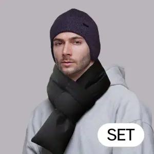 [썬글레이드]겨울 남녀공용 비니 모자 +방한 패딩 머플러 세트
