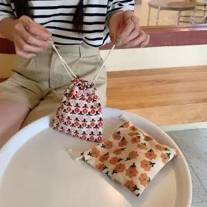 [다잇템] 여자 패턴 트렌디 멀티 복주머니 스타일 파우치