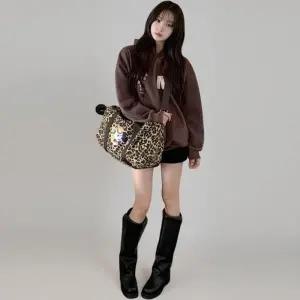 KHB410E여성용 캐릭터 프린트 대형 보스턴 백