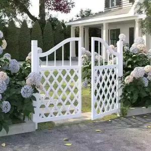 시골집 대문 원목 그리드 울타리 정원 아치형 펜스 쪽문