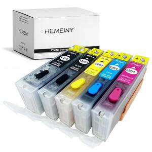 HEMEINY PGI-250XL CLI-251XL 풀 리필 가능한 잉크 카트리지 Pixma MG5420 IP7220 MX722 MX922 MG5520 MG6420 MG5620 MG6620 MG5522 Ix6820 프린터 5PK PGI250 CLI251용