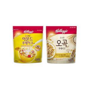 [베스트픽] 켈로그 대용량 후레이크(아몬드 후레이크 1200g, 1개 + 오곡 후레이크 1200g, 1개)